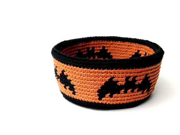 Halloween Crochet Basket with Bat Design – Tapestry Crochet Pattern - Image 3